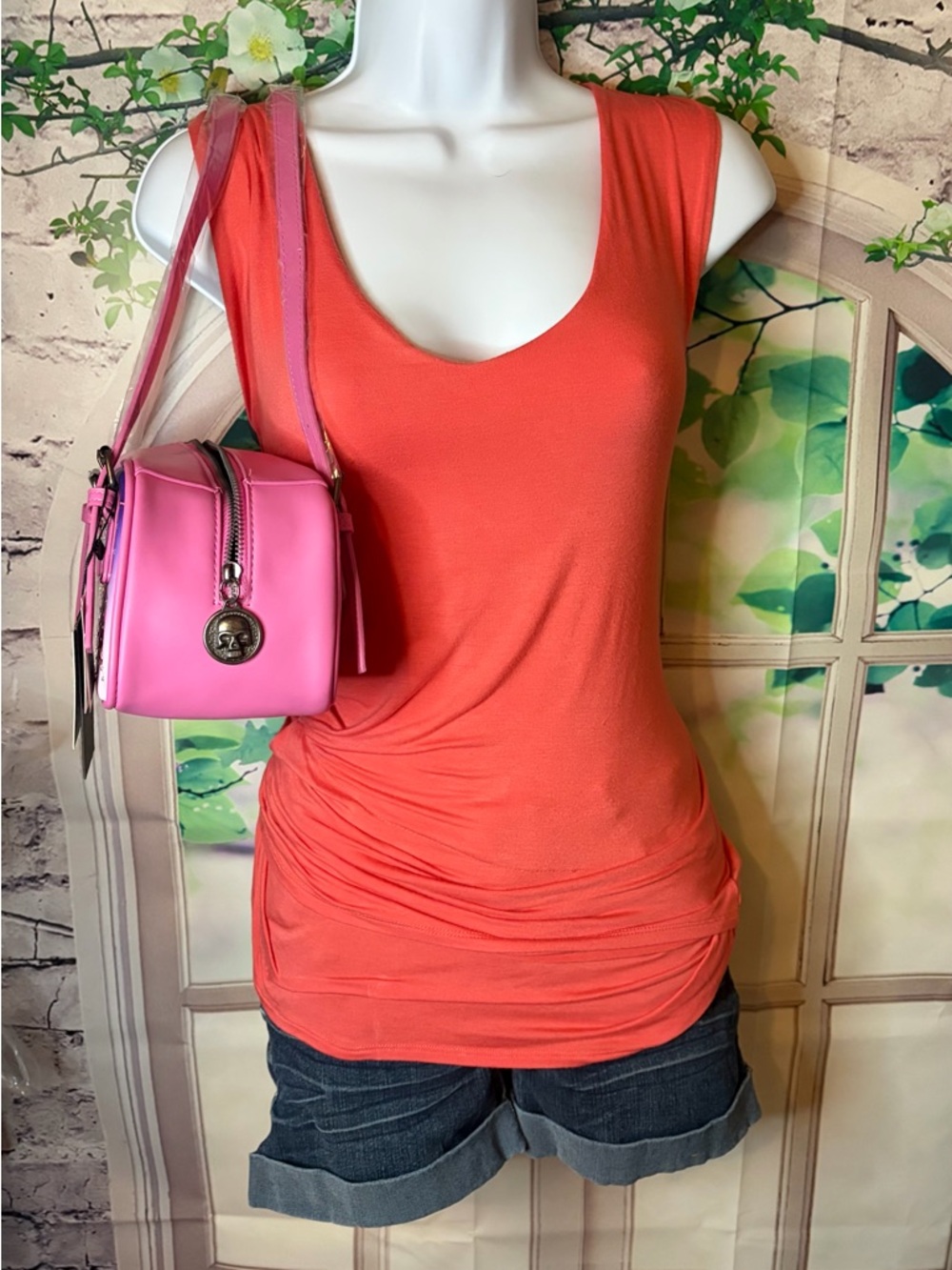 Ed Hardy Pink Satchel Bag Adjustable Straps Skull Flowers Rhinestone Y2K NWT $80 - Picture 3 of 10
